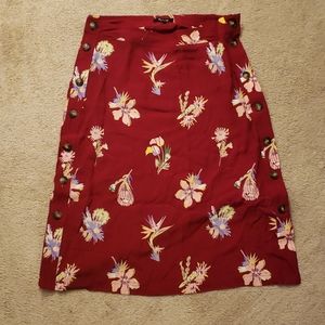NWOT Madewell Deep Crimson Tropical Skirt Size 10